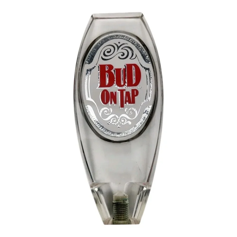 Vintage Budweiser ON TAP Stained Glass Style Clear Acrylic Beer Tap Handle